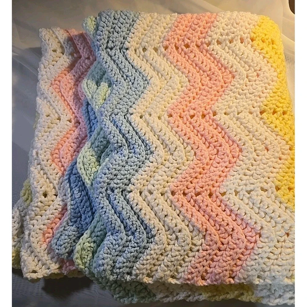 Rainbow Pastel~ Crochet Baby Blanket Afghan~56